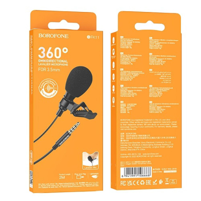 Мікрофон петличний Borofone BFK11 Jack 3,5