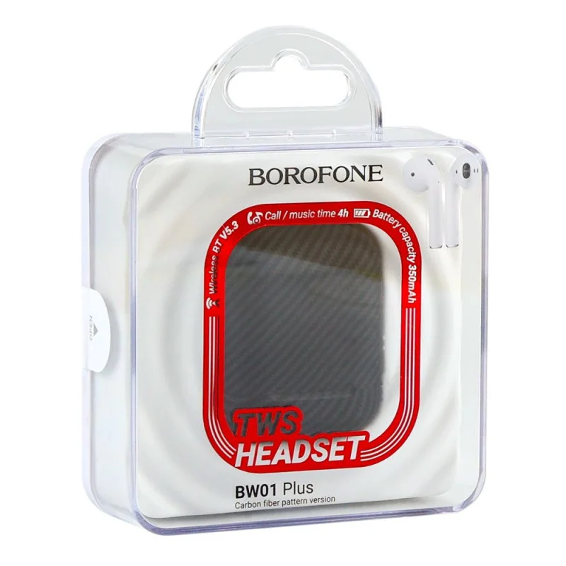 Бездротова стерео гарнітура Borofone BW01 Plus TWS (carbon version)