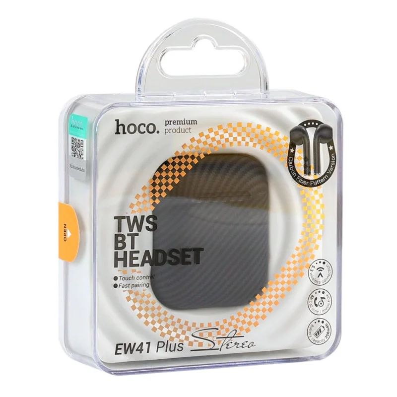 Бездротова стерео гарнітура Hoco EW41 Plus TWS (carbon version)
